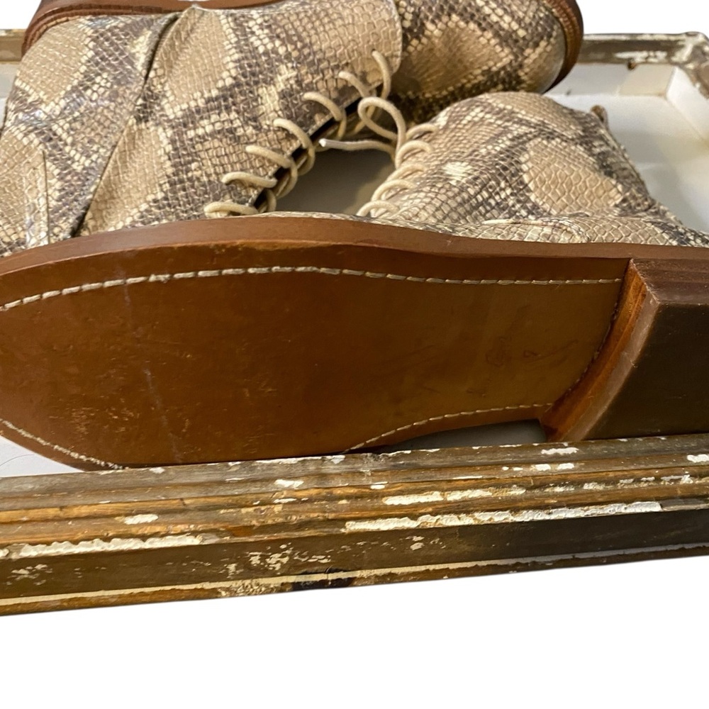 Sam Edelman Brown Lace Up Snakeskin Boots With Brogue Detailing View 4